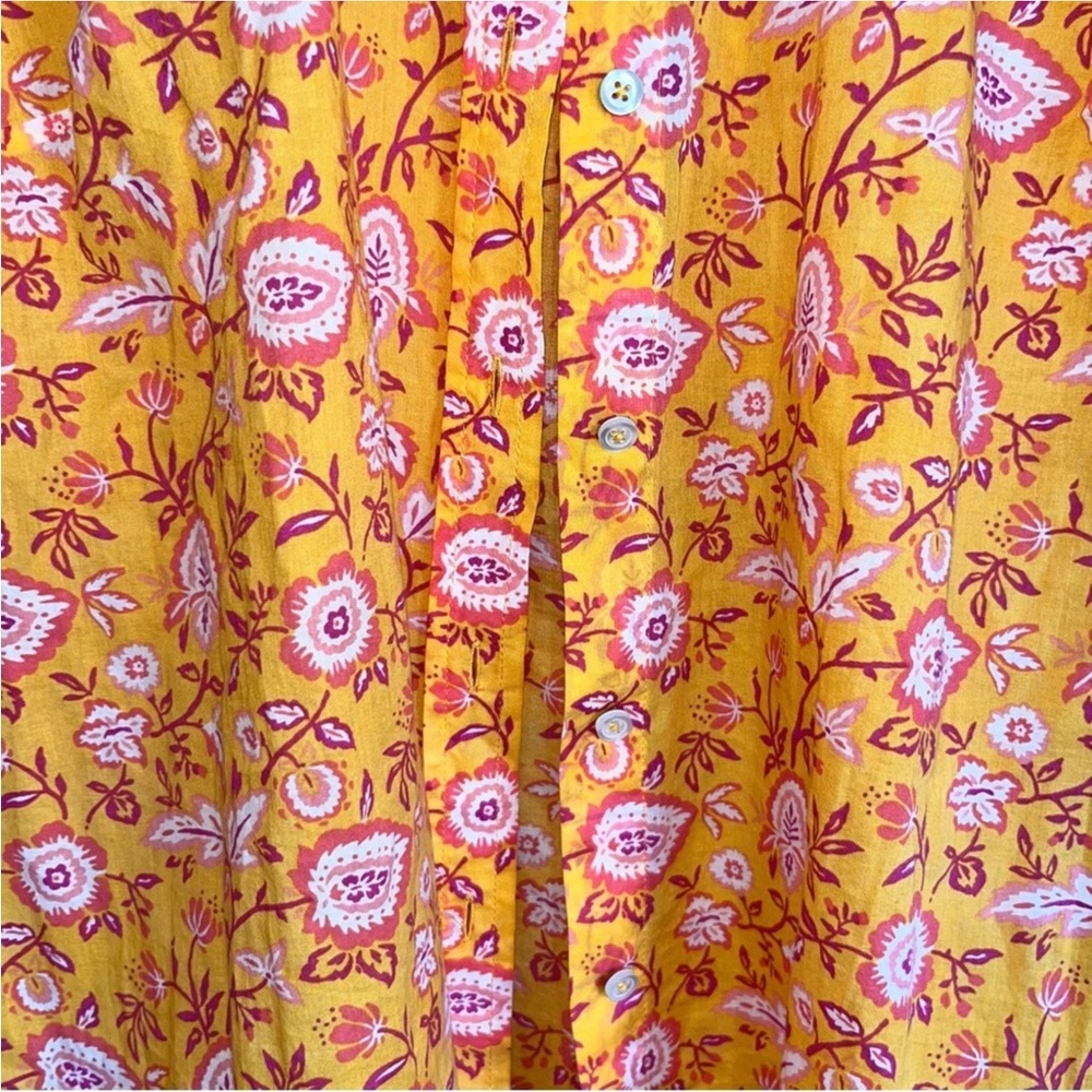 Talbots Climbing Jacobean Orange Floral Button Down - Picture 4 of 7